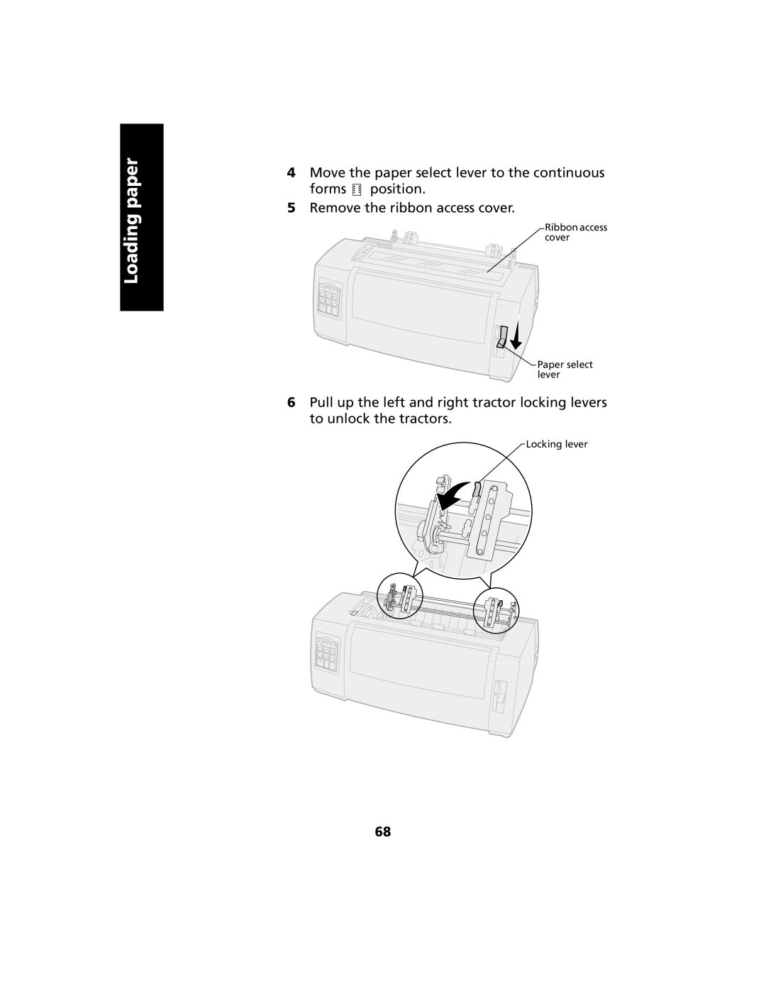 Lexmark 2480 manual Ribbon access cover Paper select lever 