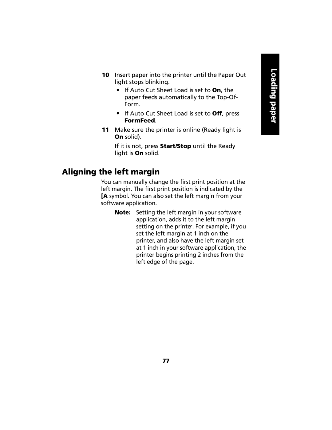 Lexmark 2480 manual Aligning the left margin 