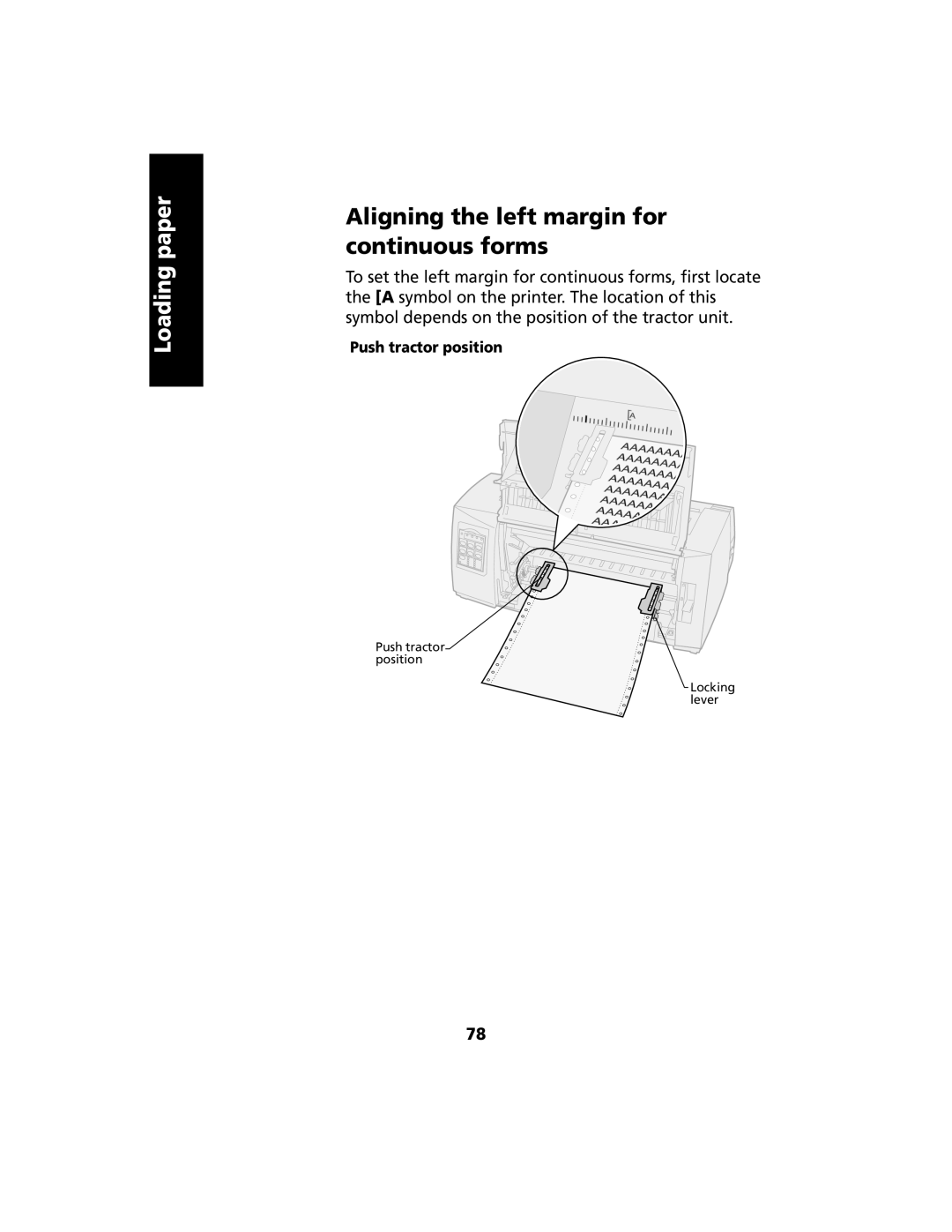 Lexmark 2480 manual Aligning the left margin for continuous forms, Push tractor position 