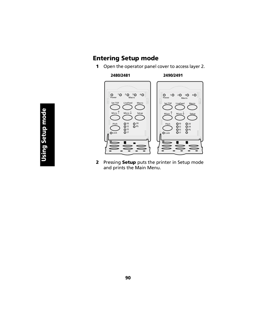 Lexmark manual Entering Setup mode, 2480/2481 