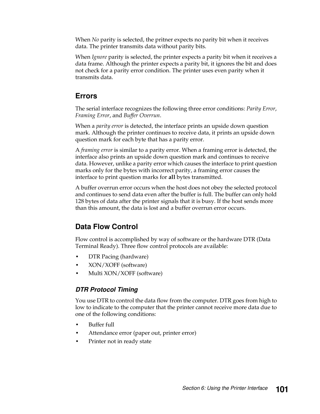 Lexmark 248X, 249X manual 101, Errors, Data Flow Control 