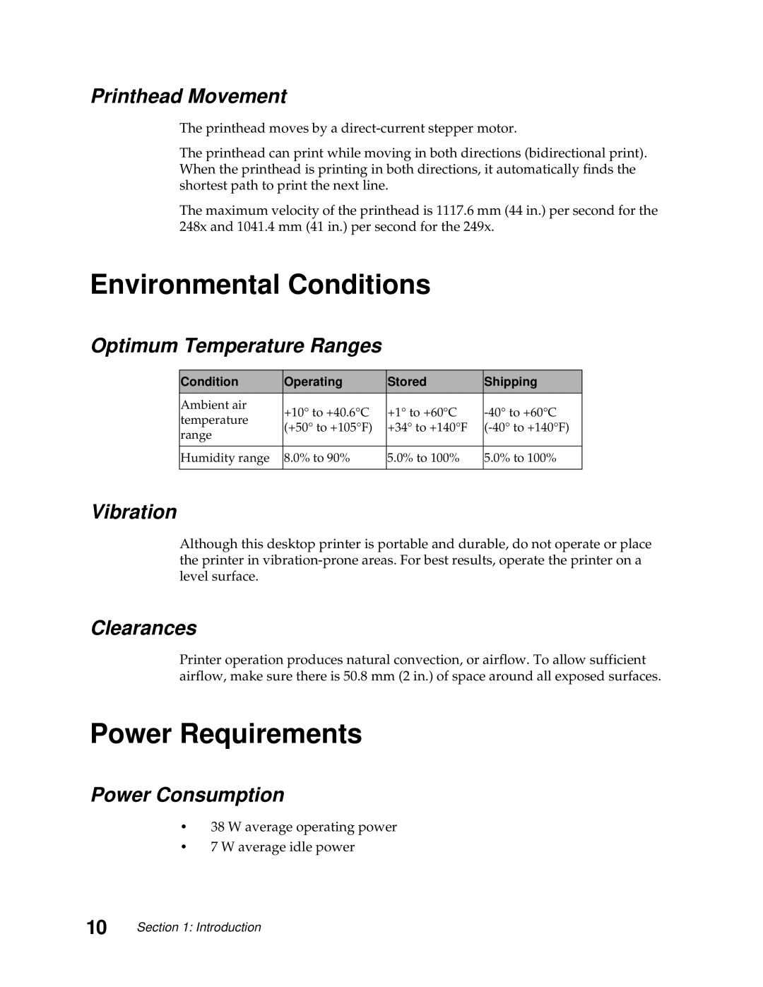 Lexmark 249X, 248X manual Environmental Conditions, Power Requirements 