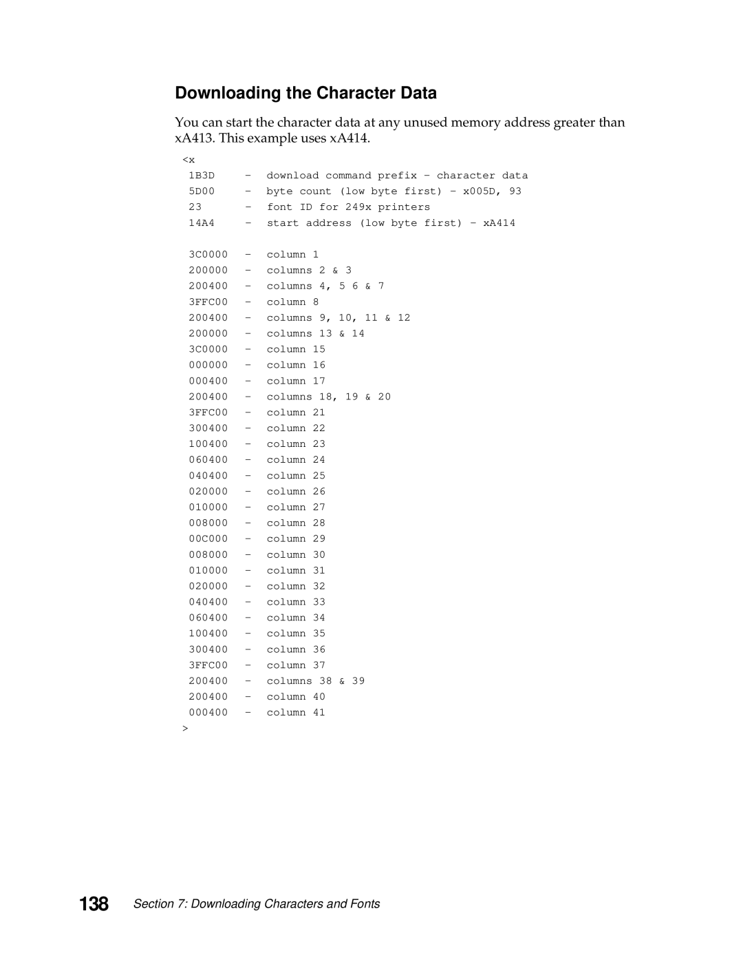 Lexmark 249X, 248X manual 138, Downloading the Character Data 