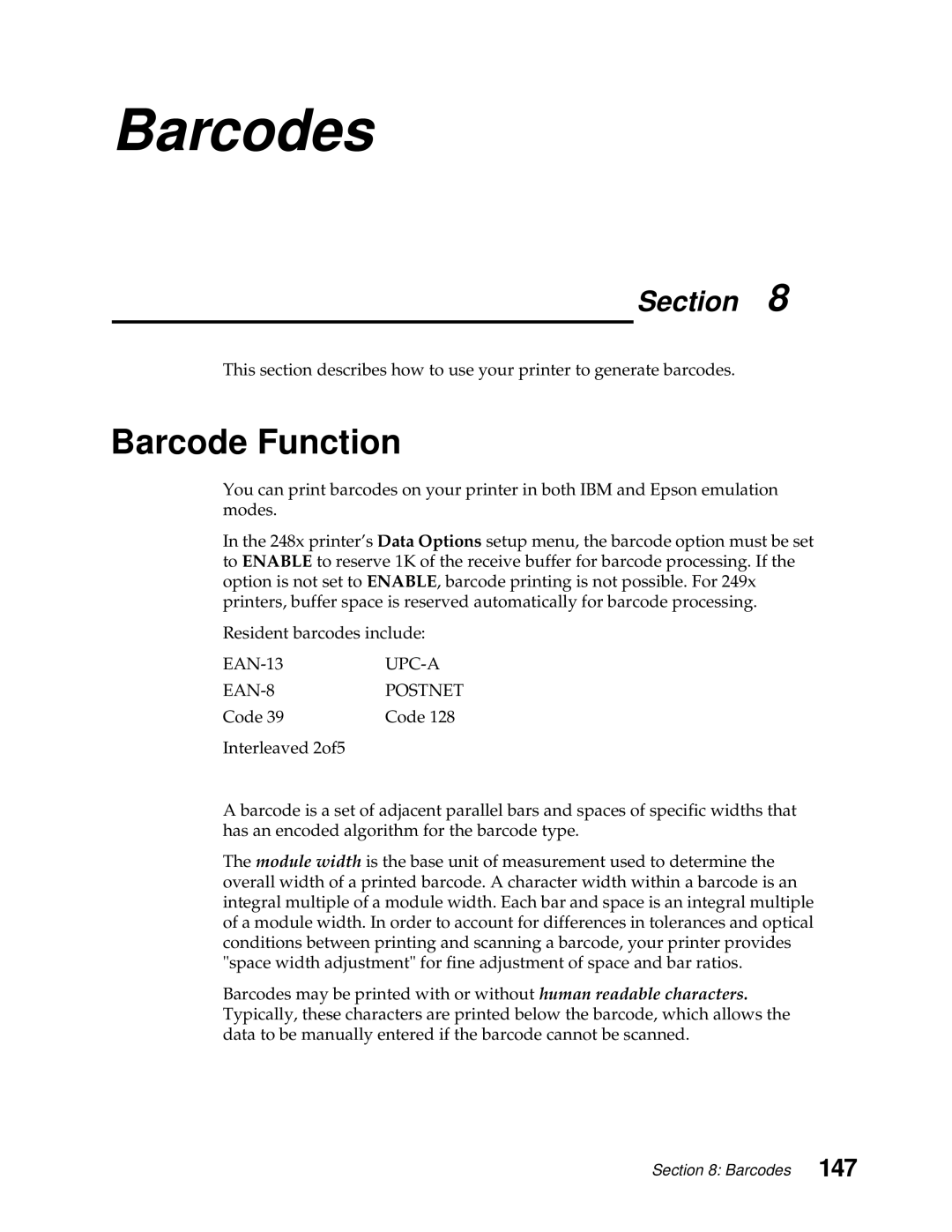 Lexmark 248X, 249X manual Barcodes, Barcode Function 