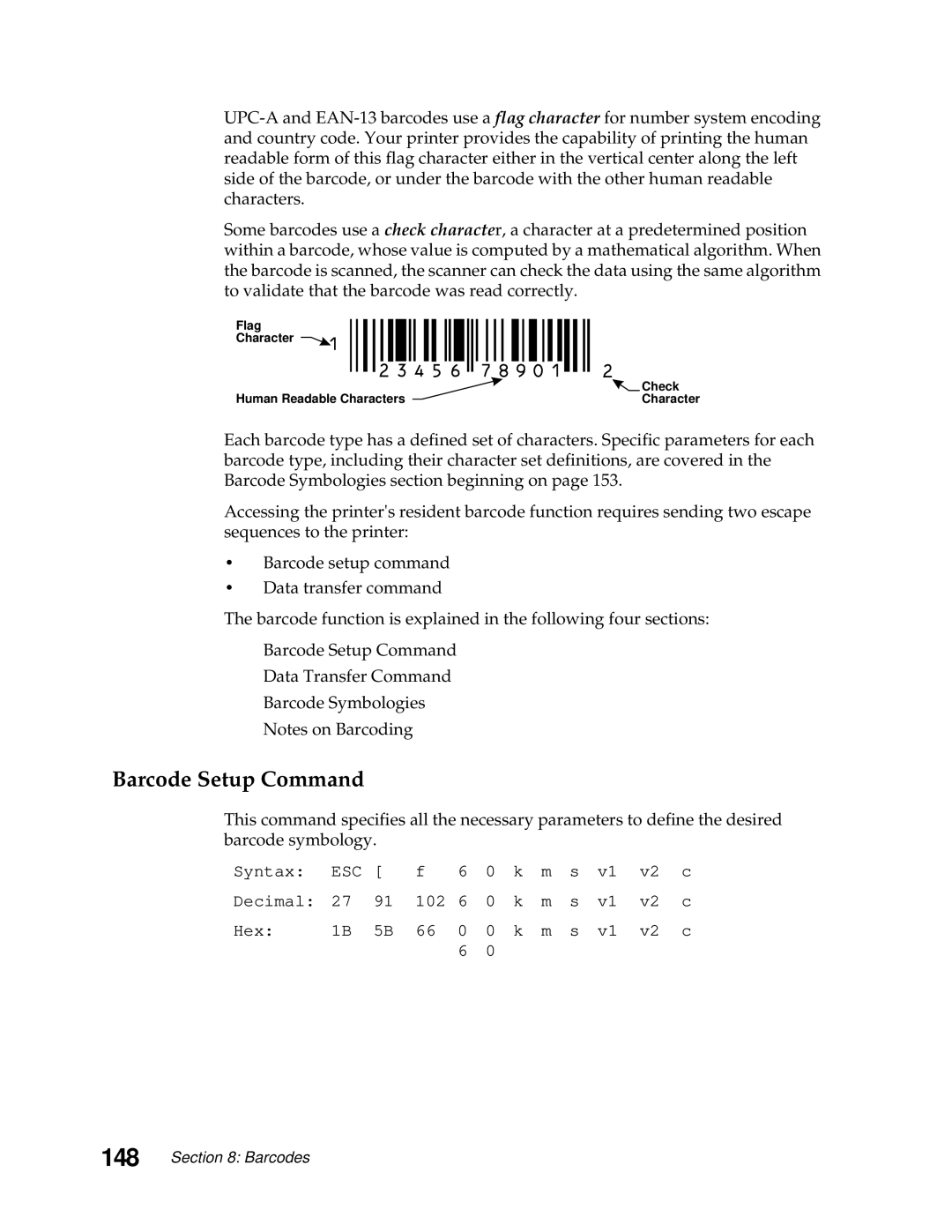 Lexmark 249X, 248X manual Barcode Setup Command 