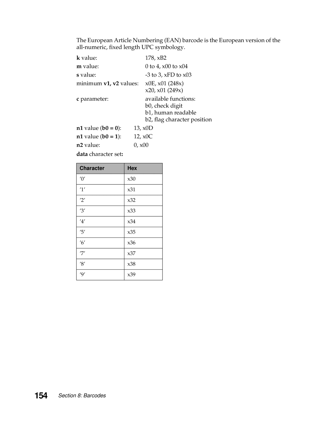 Lexmark 249X, 248X manual 13, x0D, 12, x0C, N2 value Data character set, Character Hex 