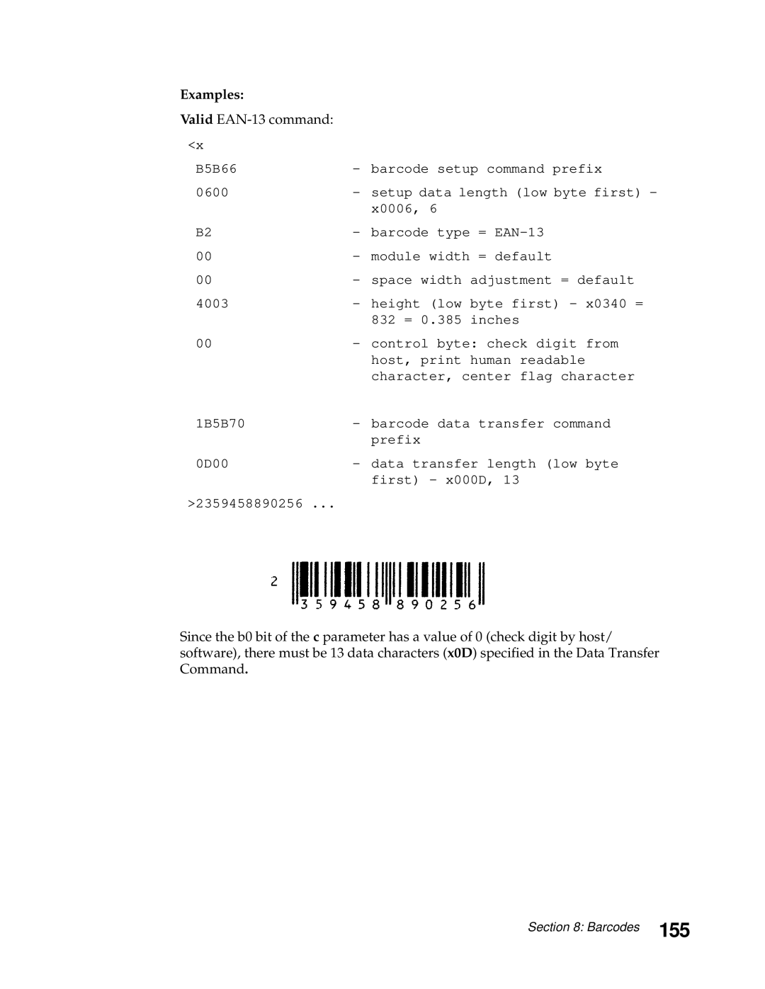 Lexmark 248X, 249X manual 155, Valid EAN-13 command 