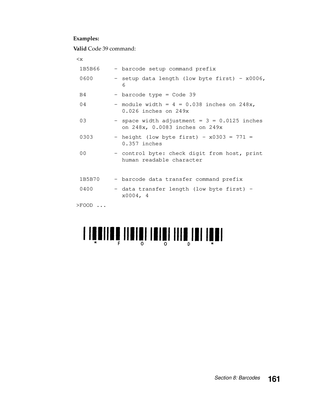 Lexmark 248X, 249X manual 161, Valid Code 39 command 