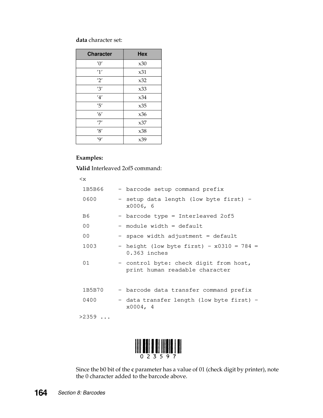 Lexmark 249X, 248X manual Data character set, Valid Interleaved 2of5 command 