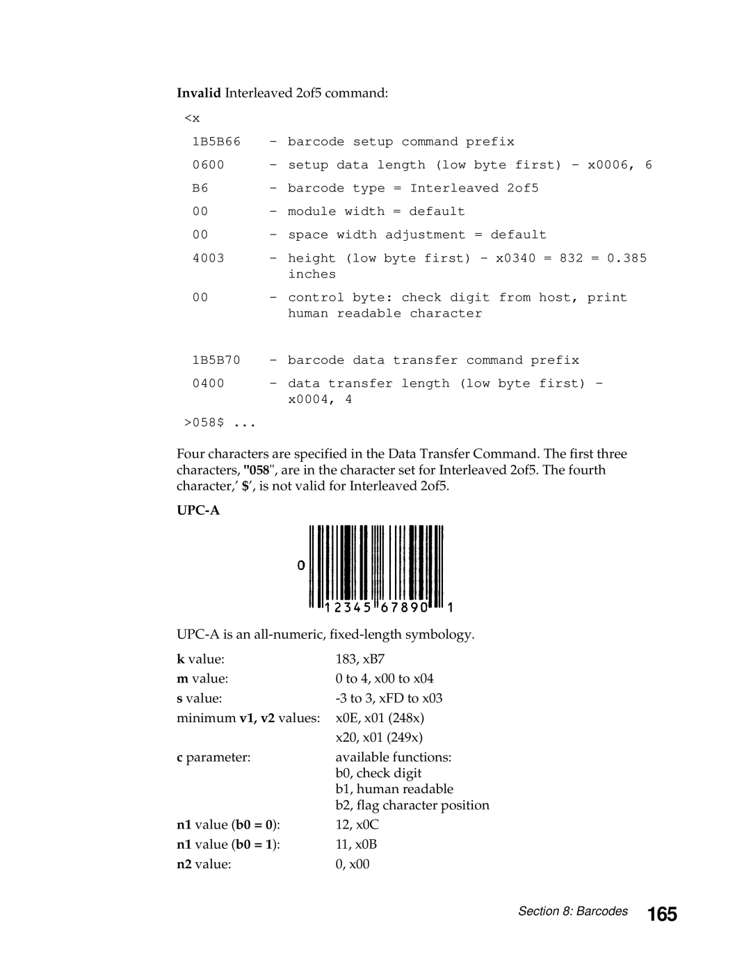 Lexmark 248X, 249X manual 165, Invalid Interleaved 2of5 command, 11, x0B 