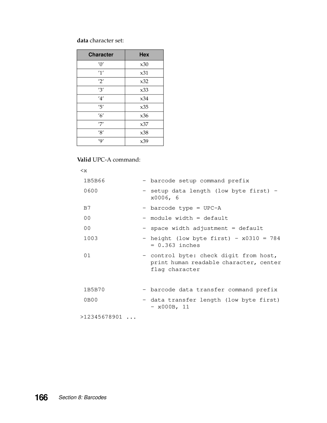 Lexmark 249X, 248X manual Valid UPC-A command 