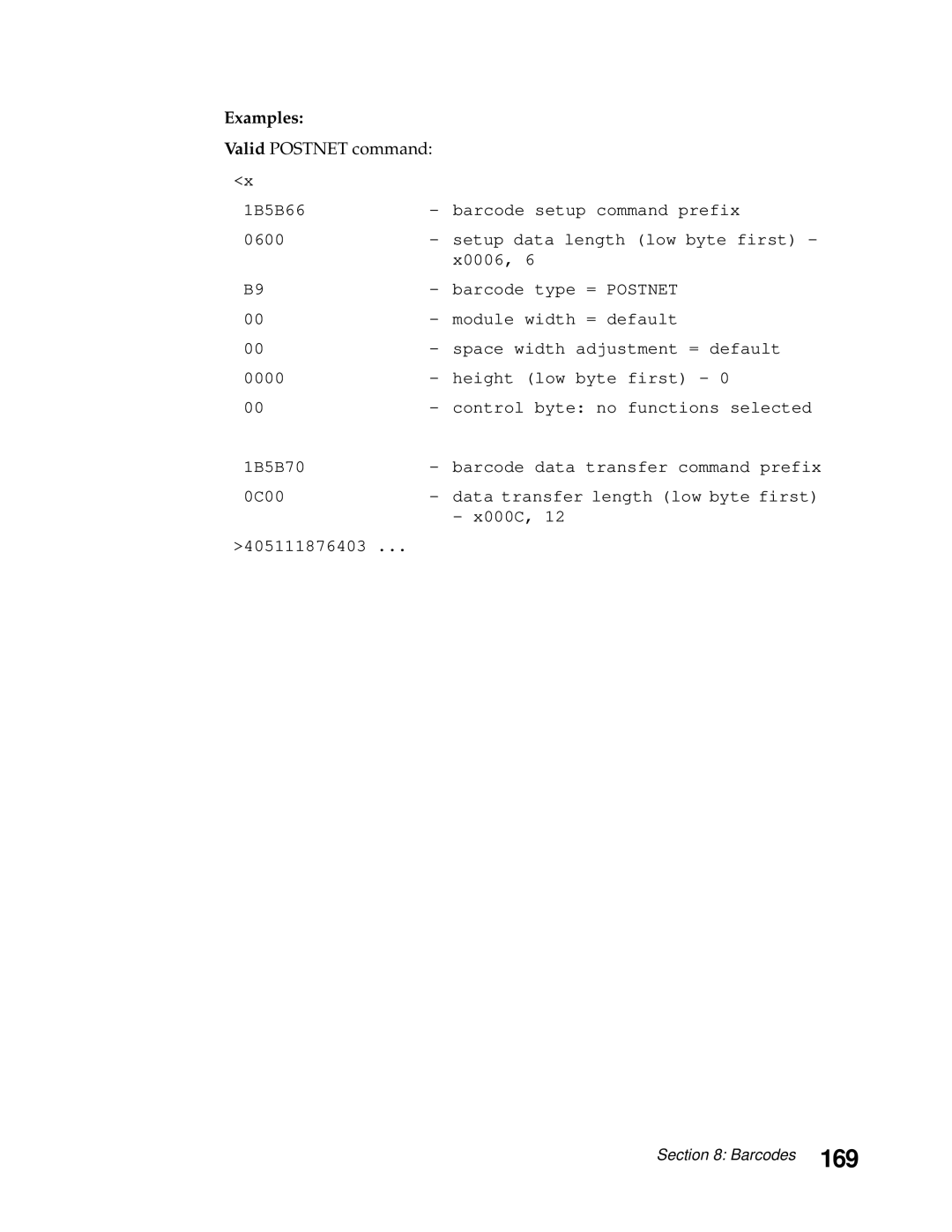 Lexmark 248X, 249X manual 169, Valid Postnet command 