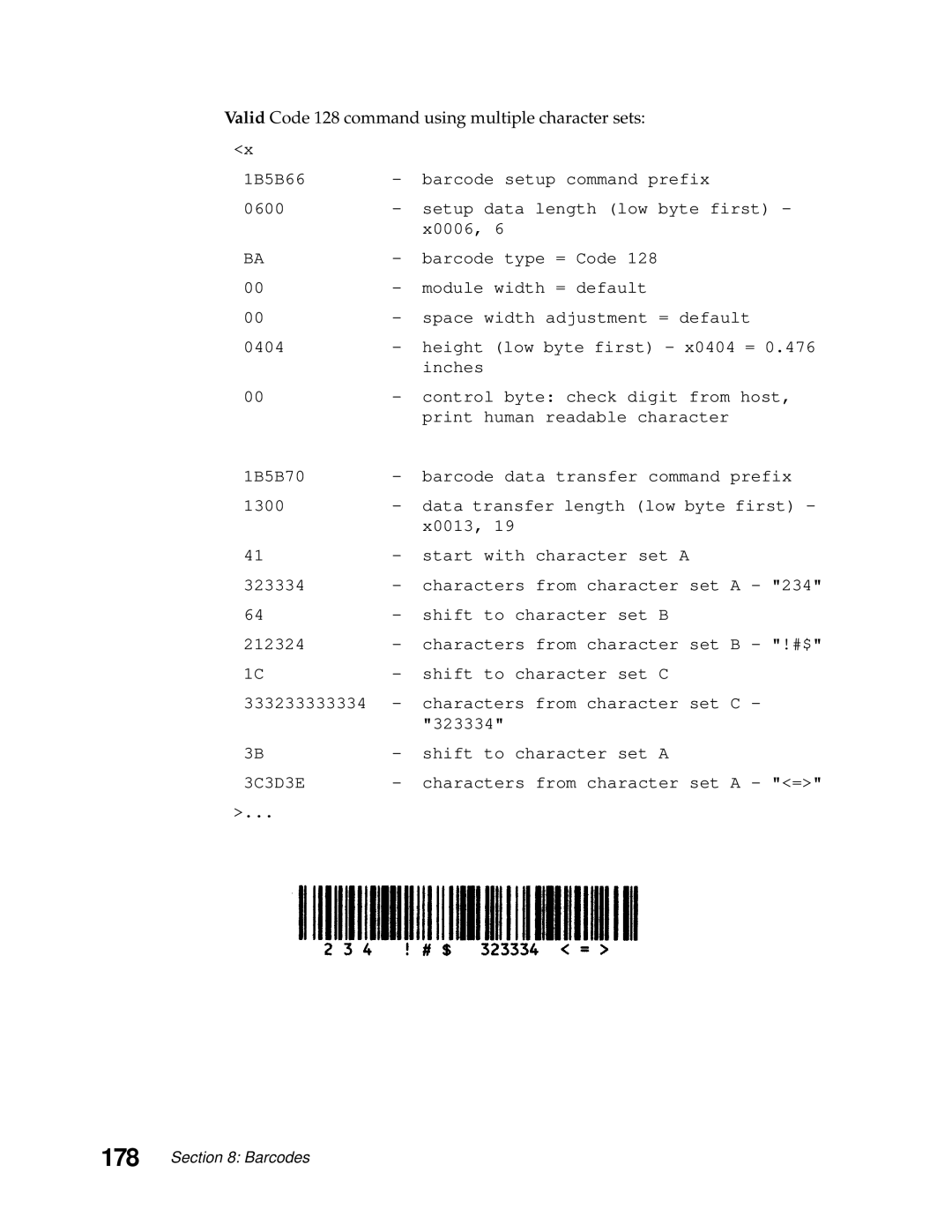 Lexmark 249X, 248X manual Valid Code 128 command using multiple character sets 