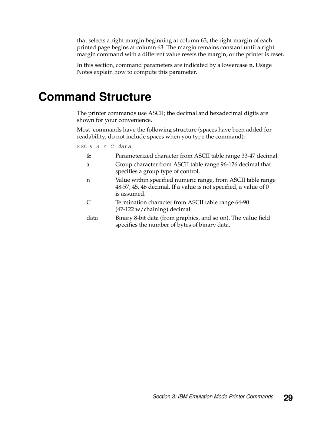 Lexmark 248X, 249X manual Command Structure 