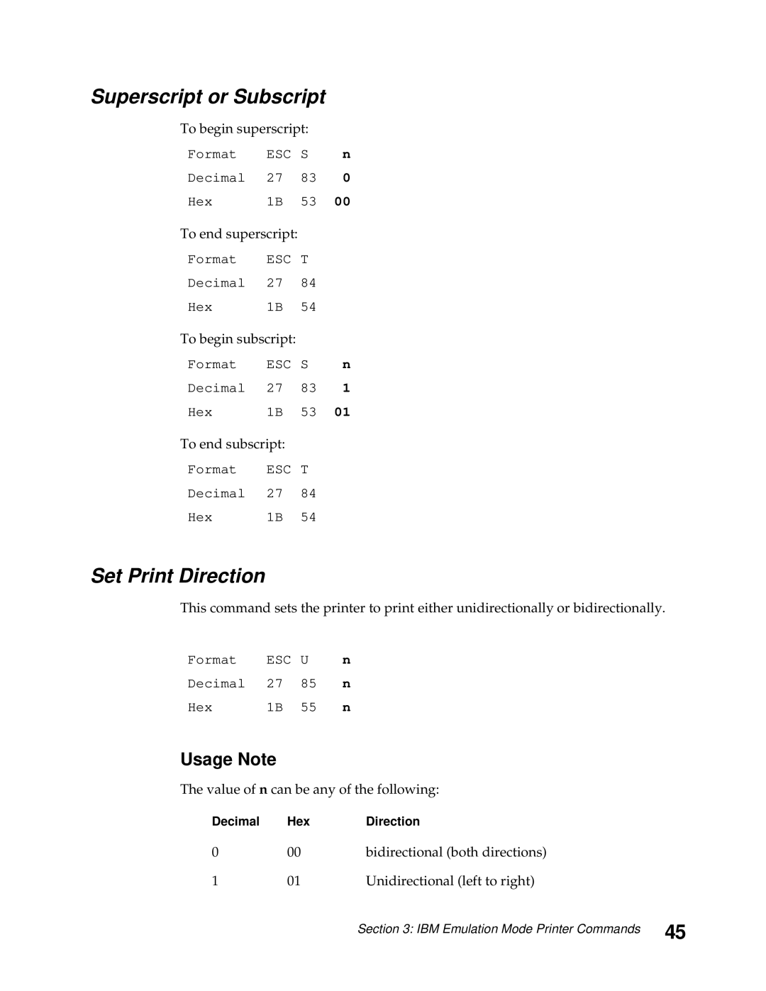 Lexmark 248X, 249X manual Superscript or Subscript, Set Print Direction 