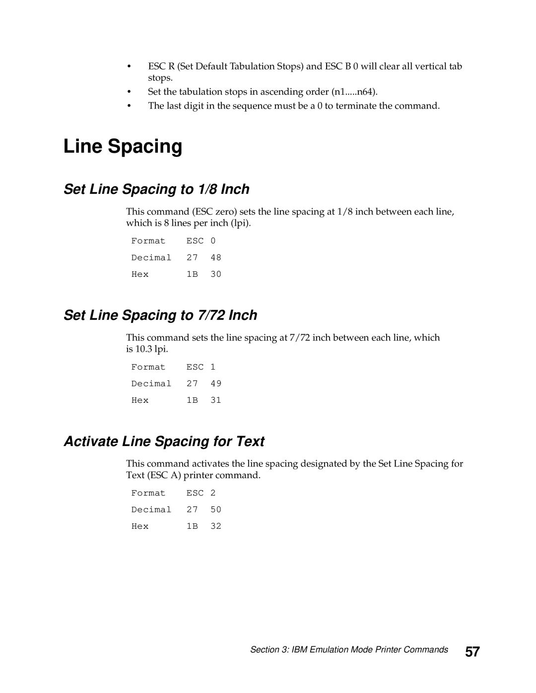 Lexmark 248X, 249X manual Set Line Spacing to 1/8 Inch, Set Line Spacing to 7/72 Inch, Activate Line Spacing for Text 