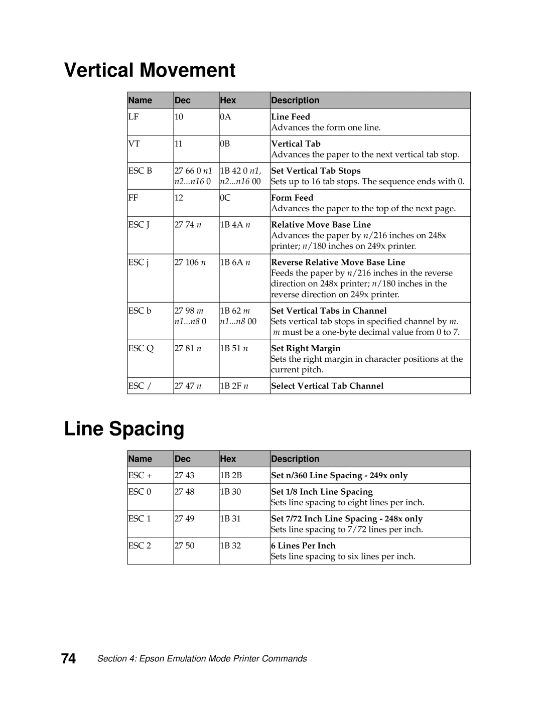 Lexmark 249X, 248X manual Vertical Movement 