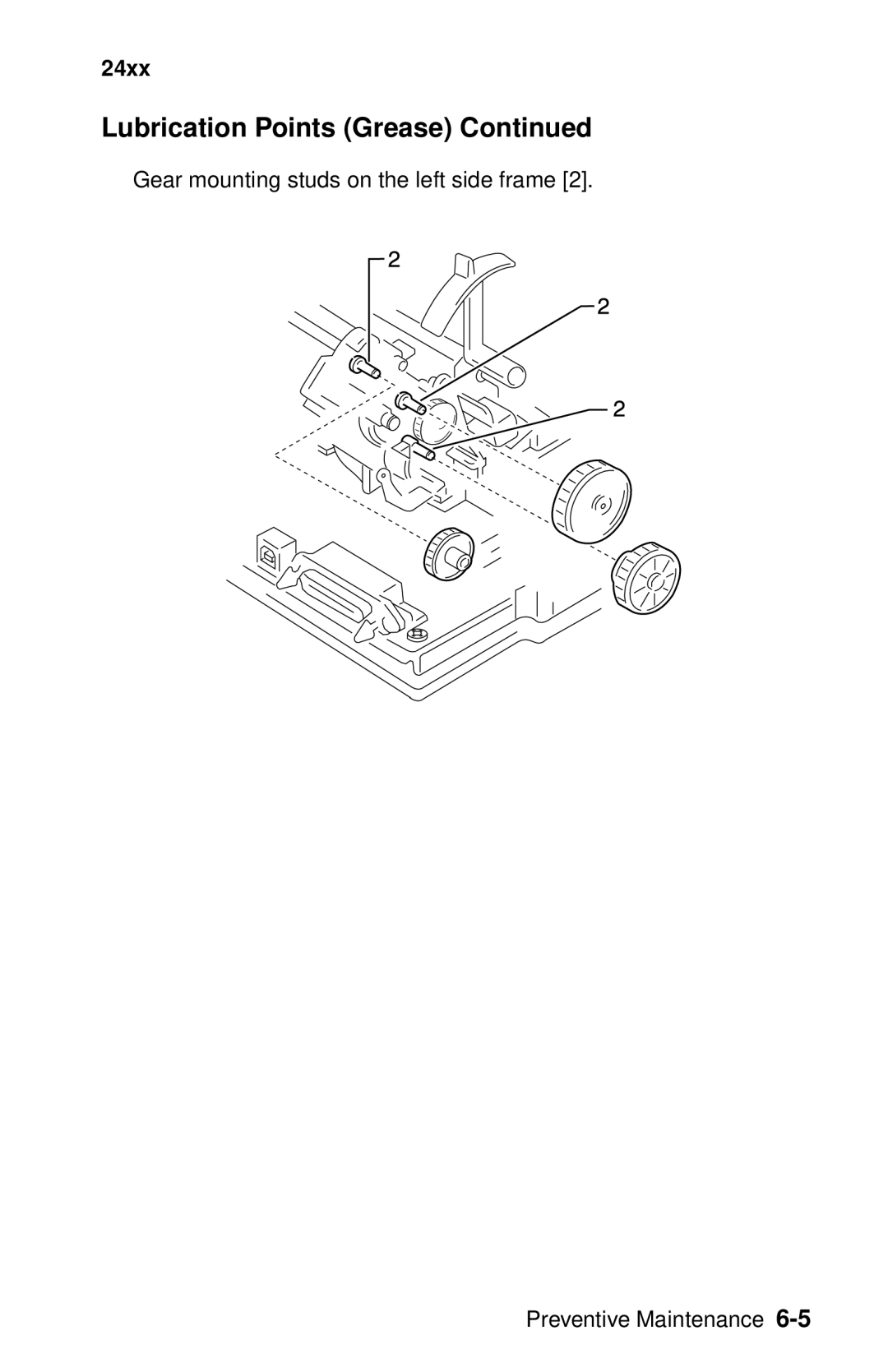 Lexmark 24XX-100 manual Lubrication Points Grease 