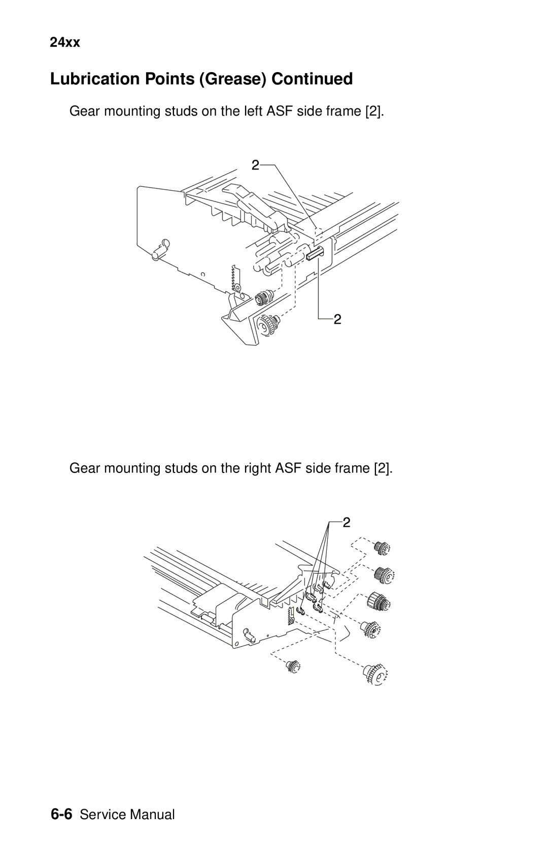 Lexmark 24XX-100 manual Lubrication Points Grease 