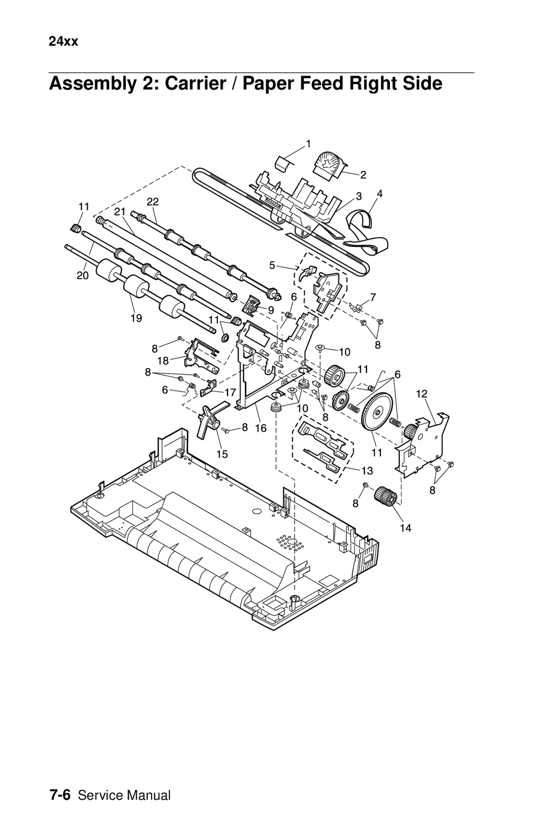 Lexmark 24XX-100 manual Assembly 2 Carrier / Paper Feed Right Side 