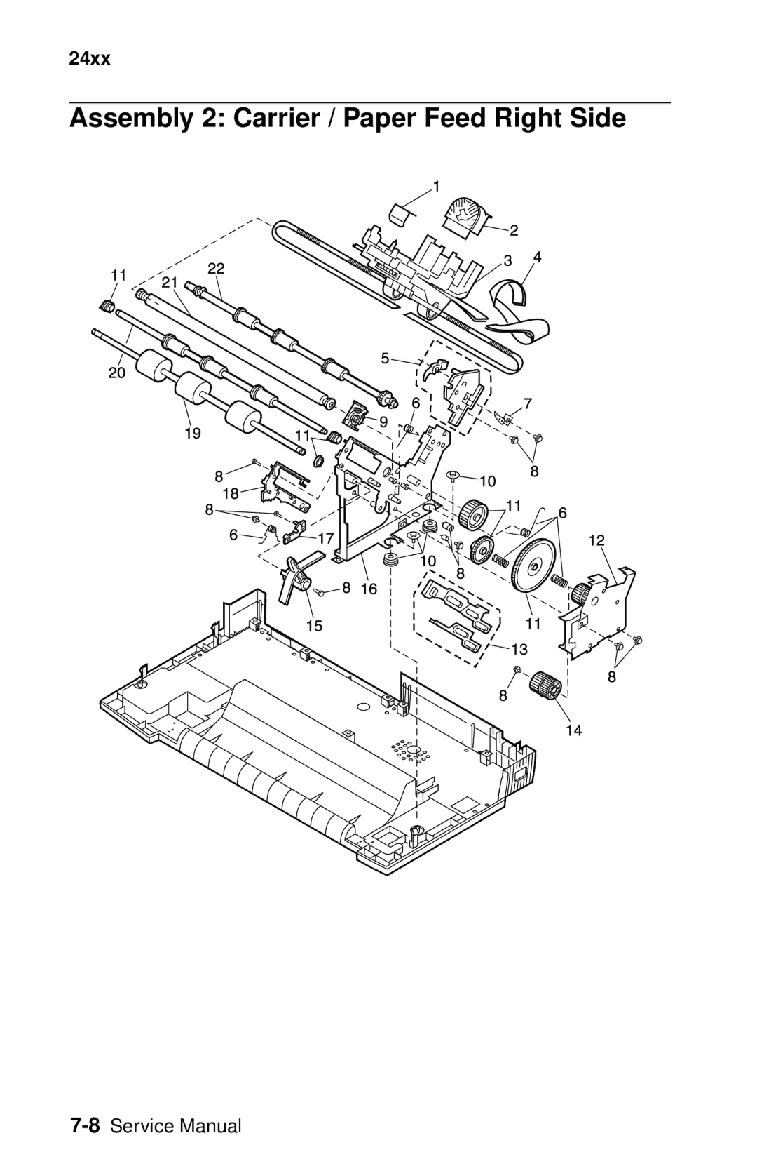 Lexmark 24XX-100 manual Assembly 2 Carrier / Paper Feed Right Side 