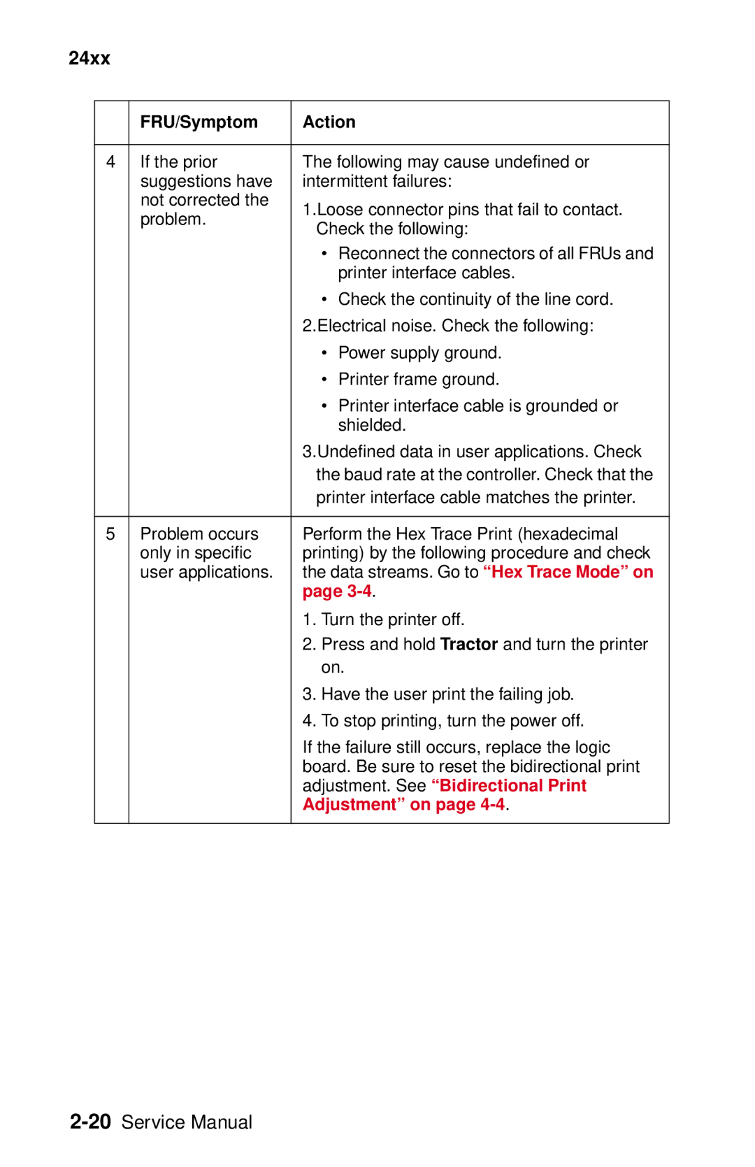 Lexmark 24XX-100 manual Adjustment. See Bidirectional Print 