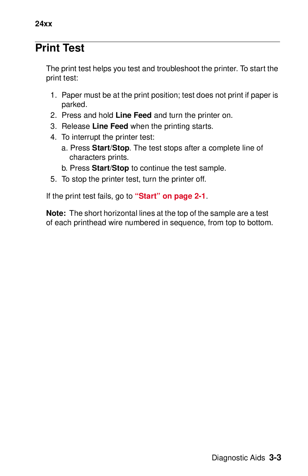 Lexmark 24XX-100 manual Print Test 