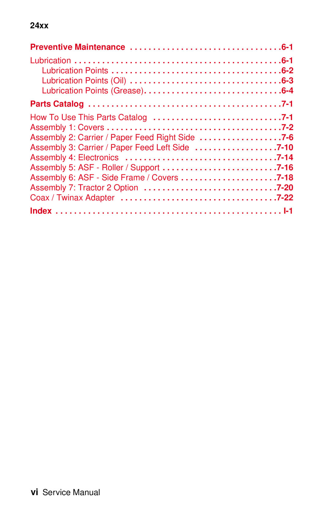 Lexmark 24XX-100 manual Index 