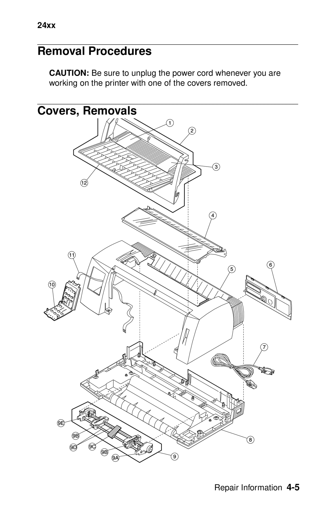 Lexmark 24XX-100 manual Removal Procedures Covers, Removals 