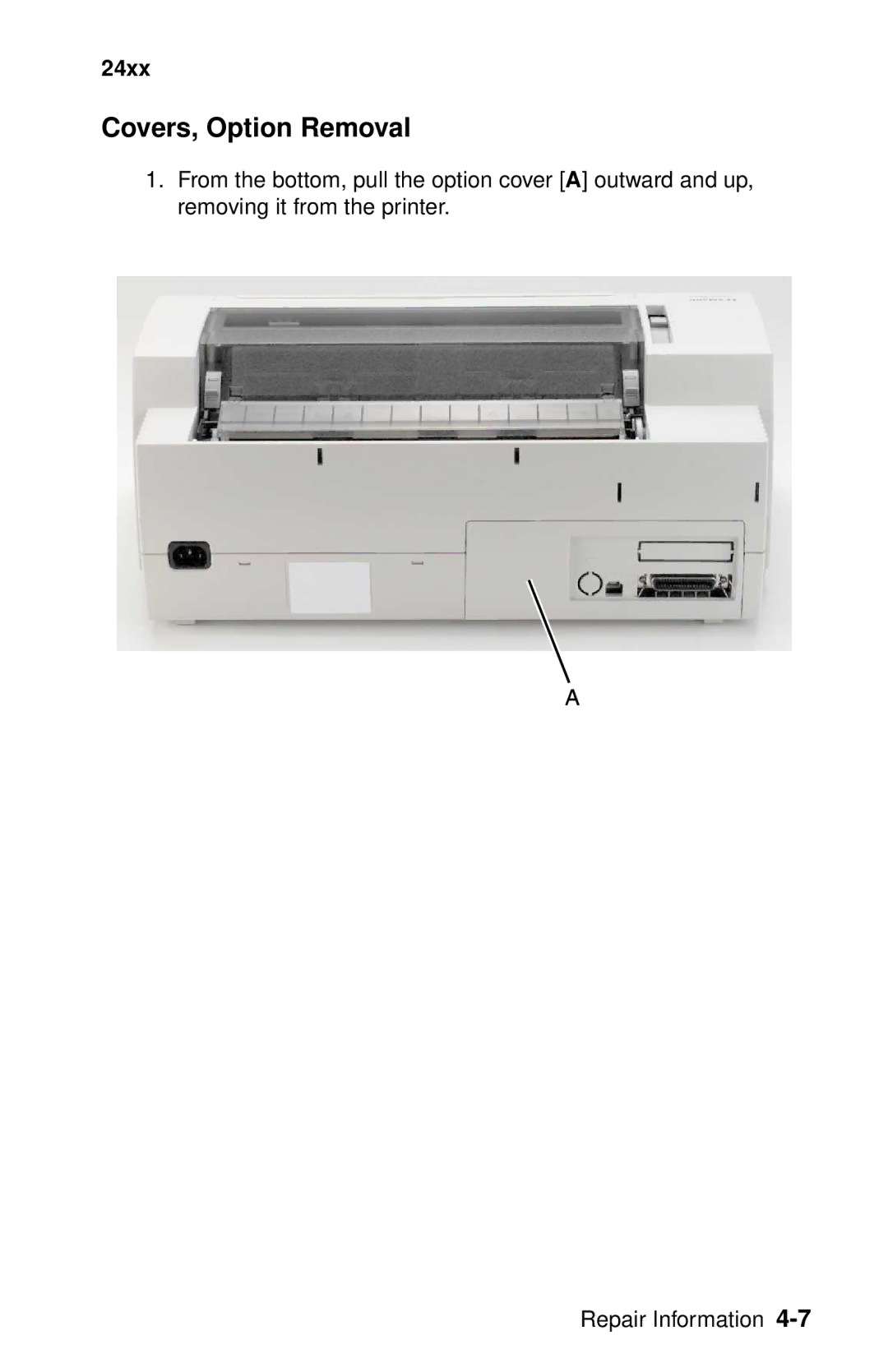 Lexmark 24XX-100 manual Covers, Option Removal 