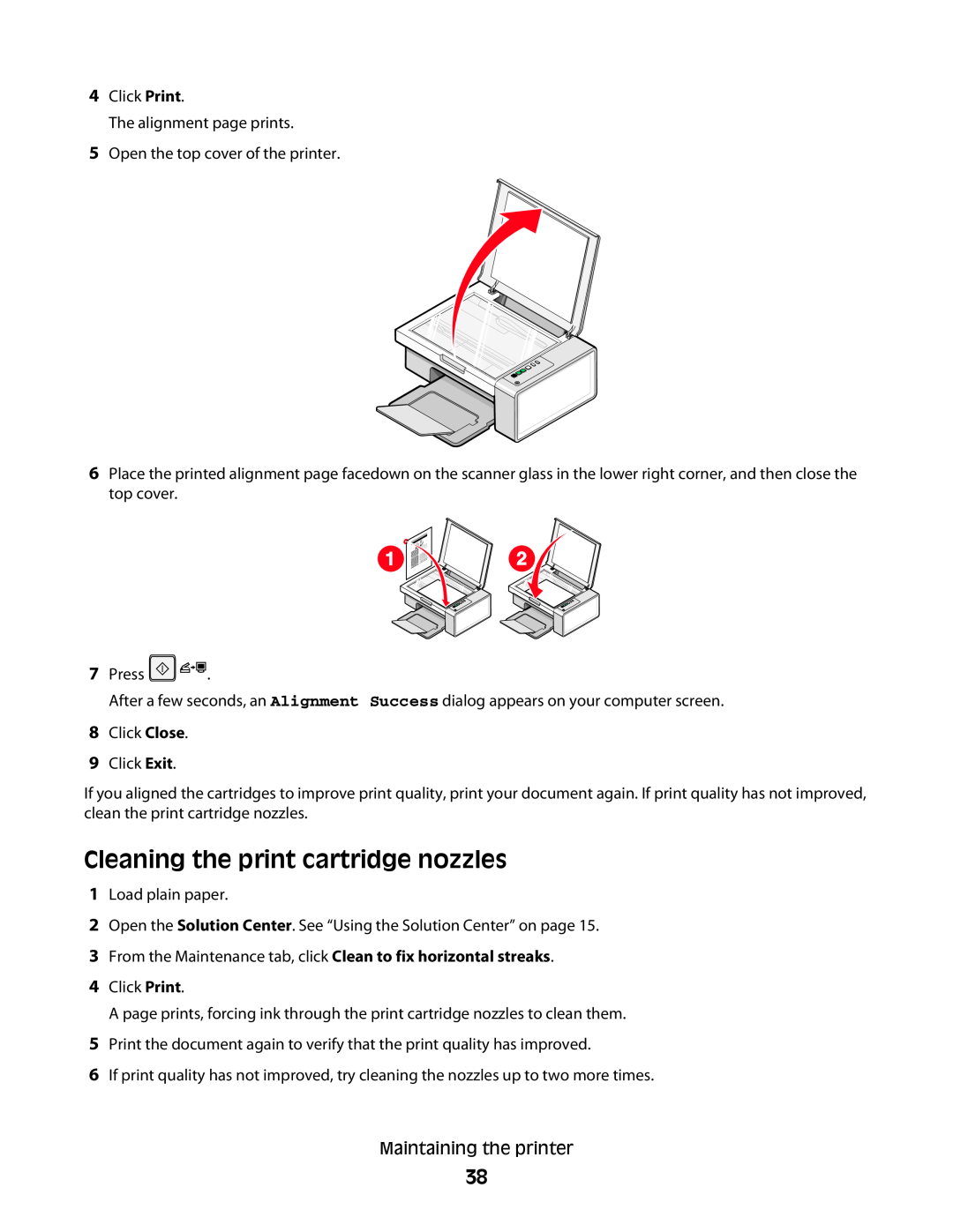 Lexmark 2500 Series manual Cleaning the print cartridge nozzles 