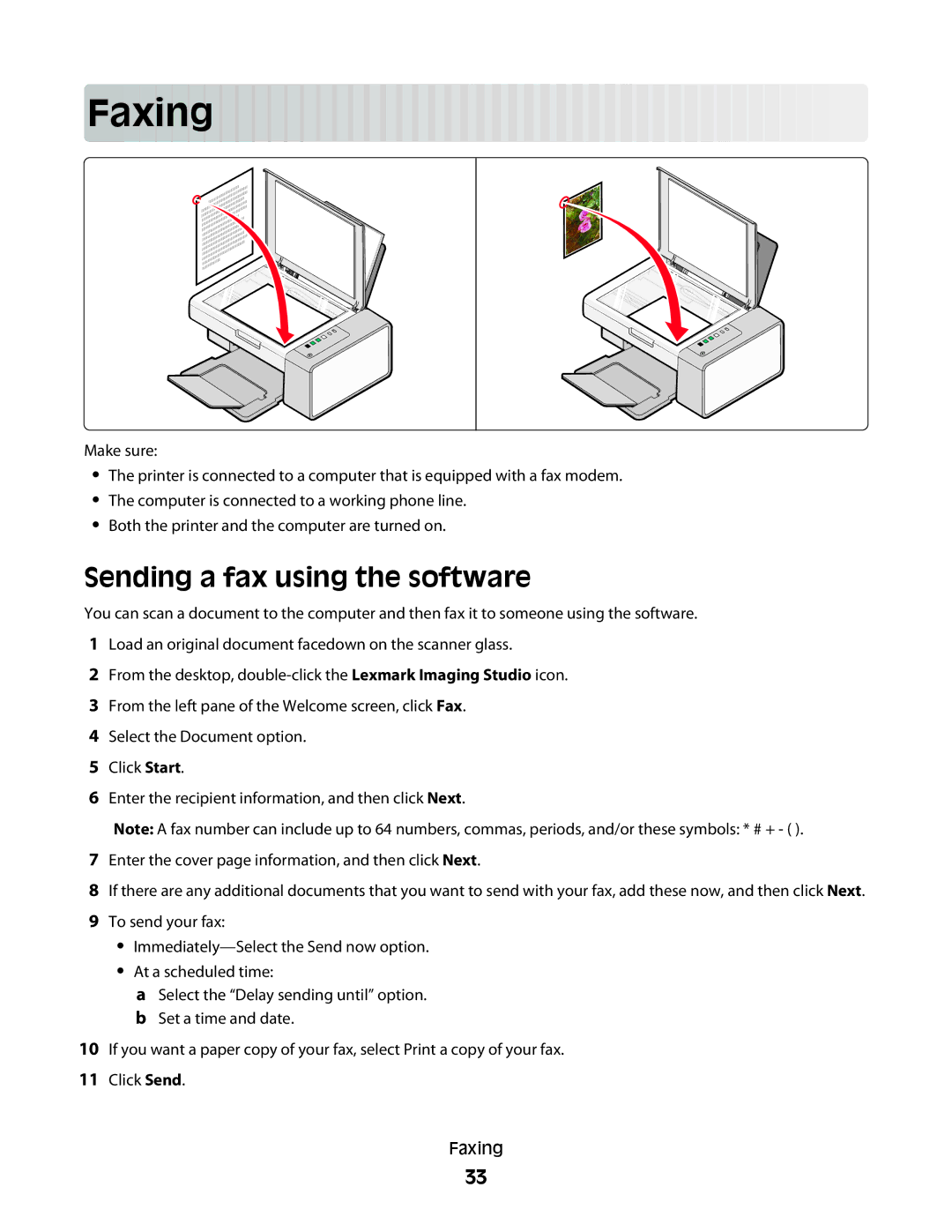 Lexmark 2500 Series manual Faxing, Sending a fax using the software 