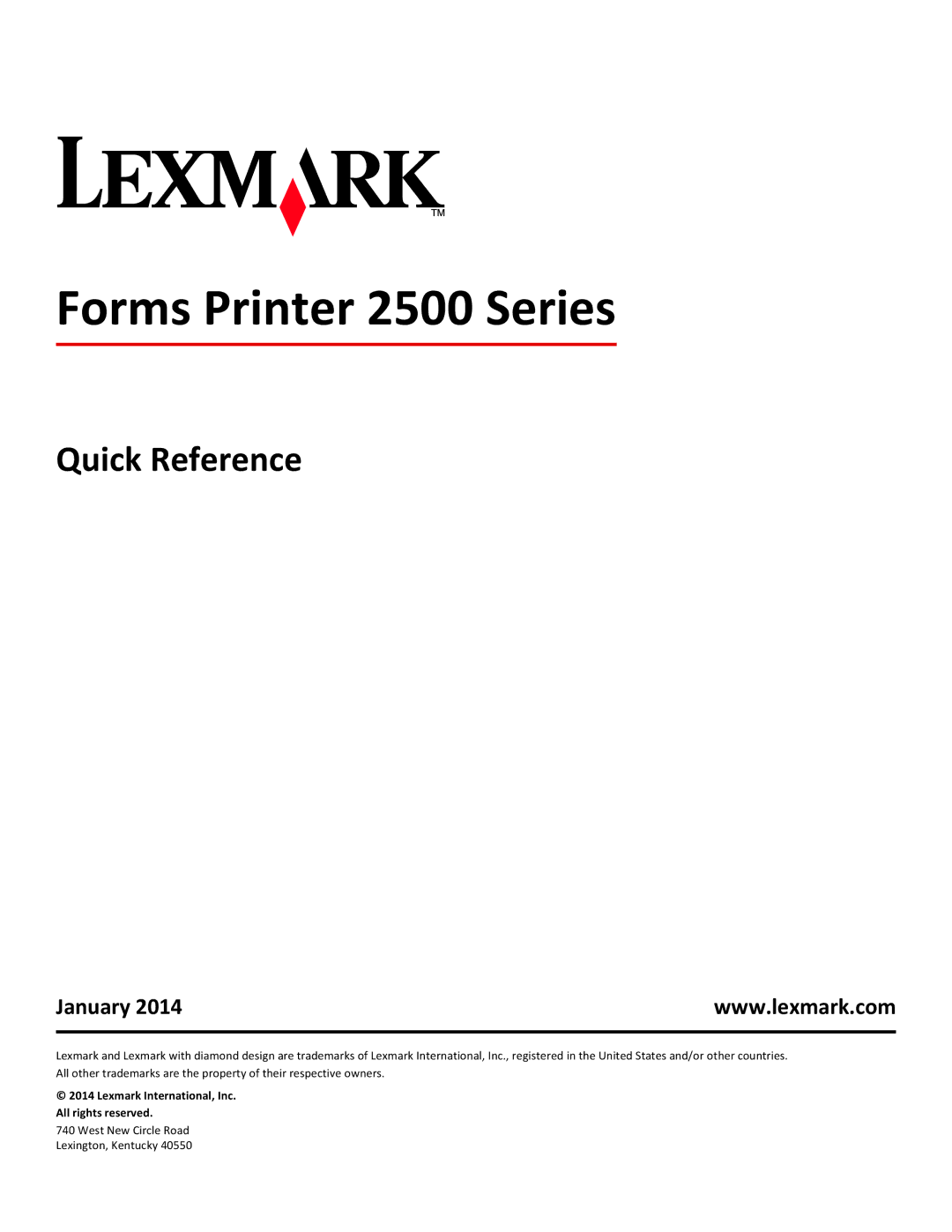 Lexmark 2500 Series manual Quick Reference, January 