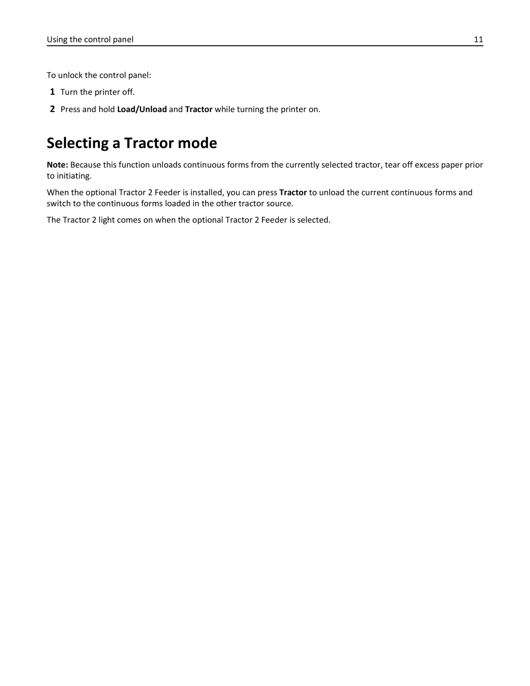 Lexmark 2500 Series manual Selecting a Tractor mode 