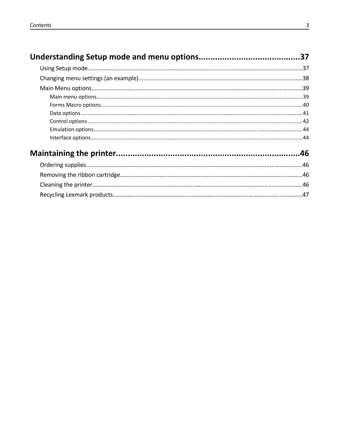 Lexmark 2500 Series manual Understanding Setup mode and menu options, Maintaining the printer 