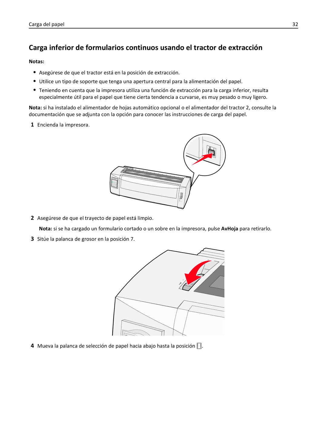 Lexmark 2500 manual Carga del papel 