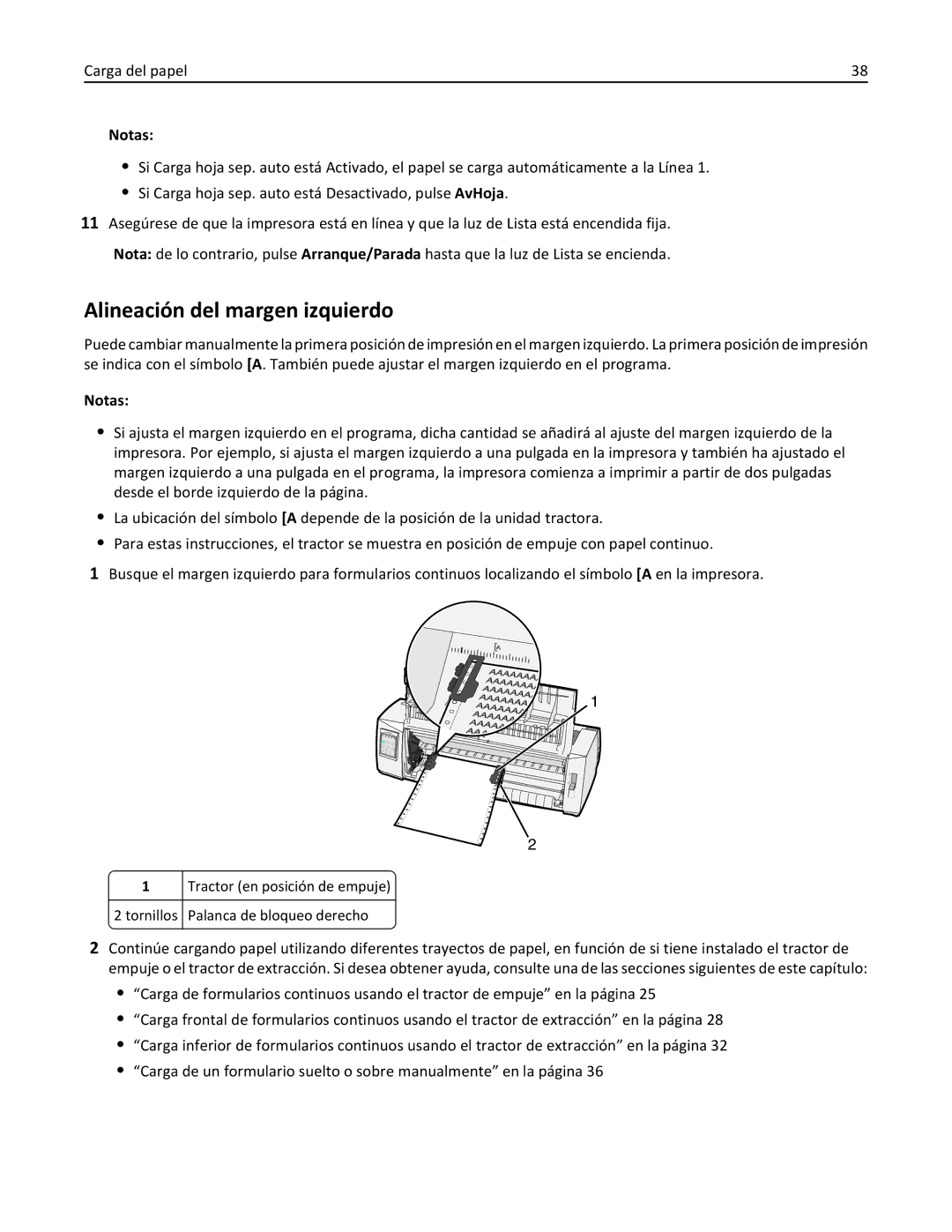 Lexmark 2500 manual Alineación del margen izquierdo 