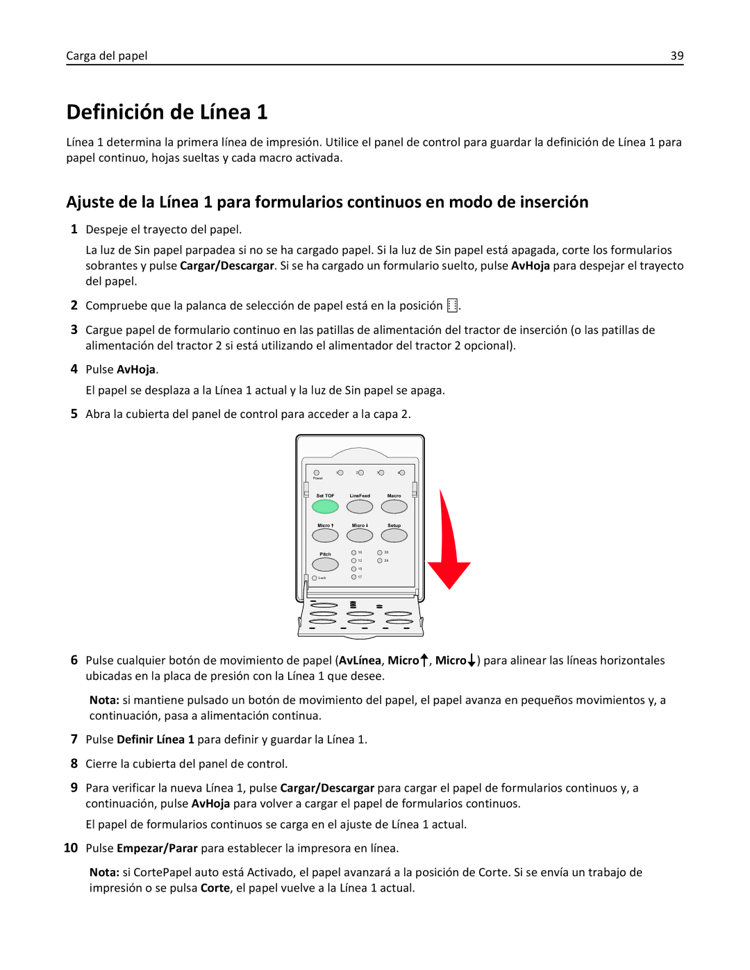 Lexmark 2500 manual Definición de Línea 