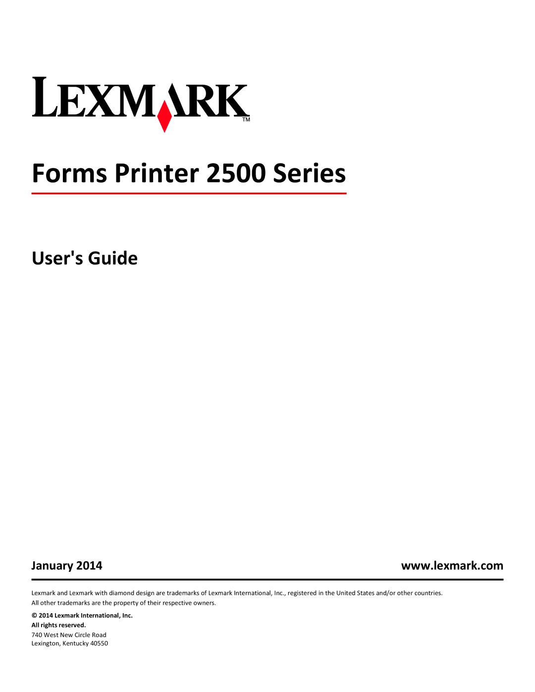 Lexmark 2500 manual Users Guide, January 