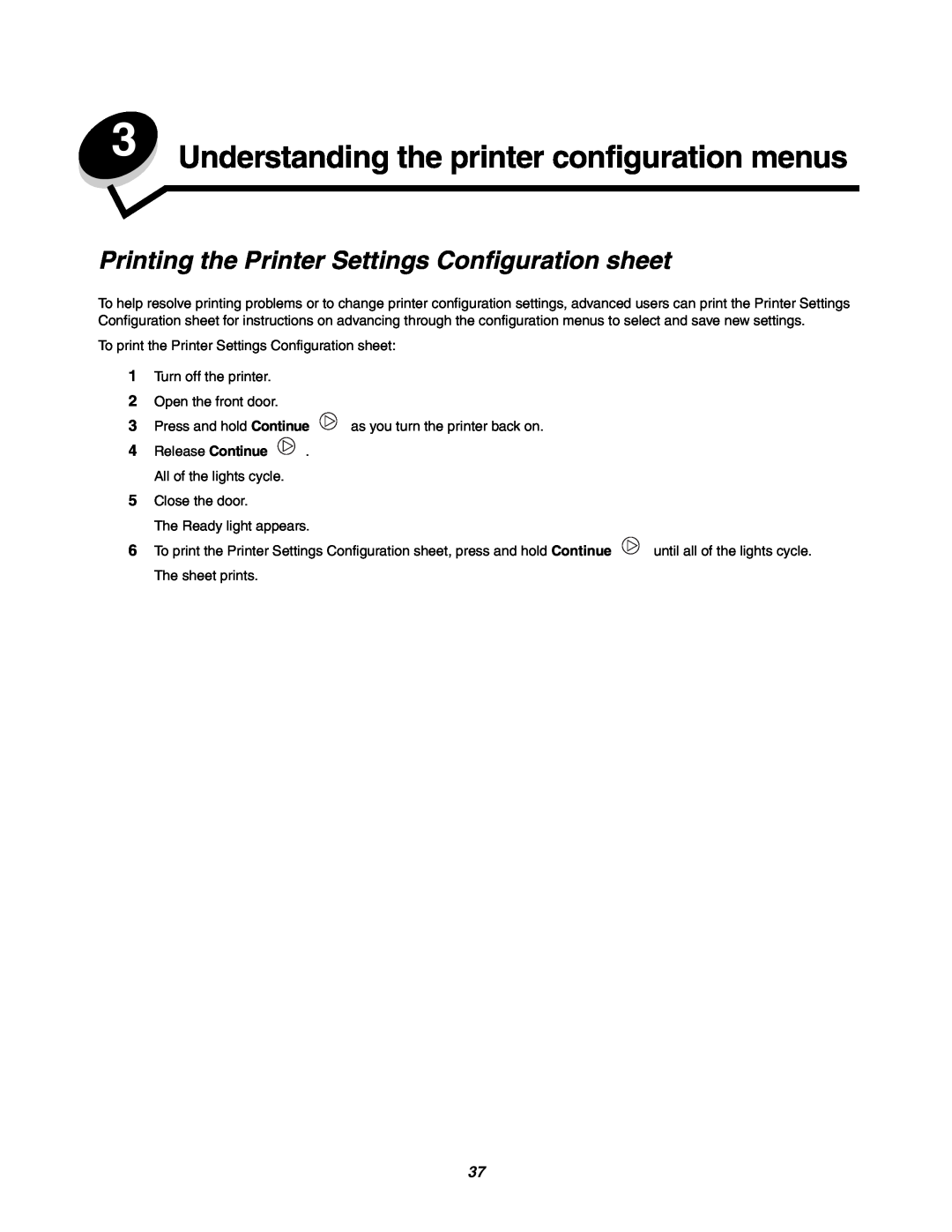 Lexmark 250dn manual Understanding the printer configuration menus, Printing the Printer Settings Configuration sheet 
