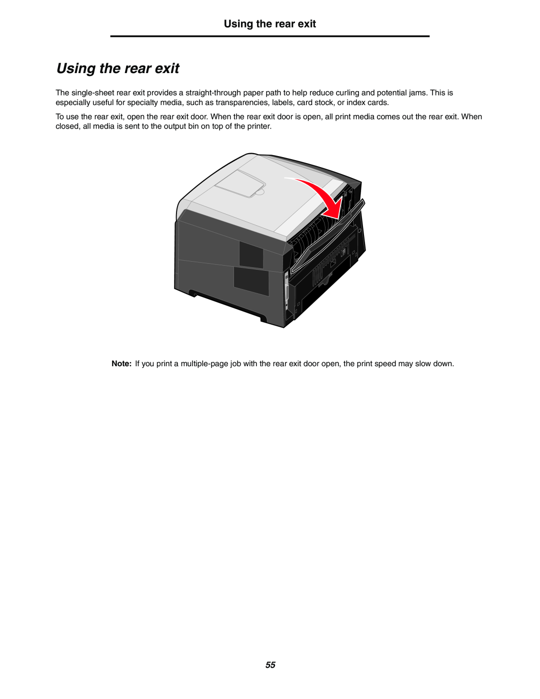Lexmark 250dn manual Using the rear exit 