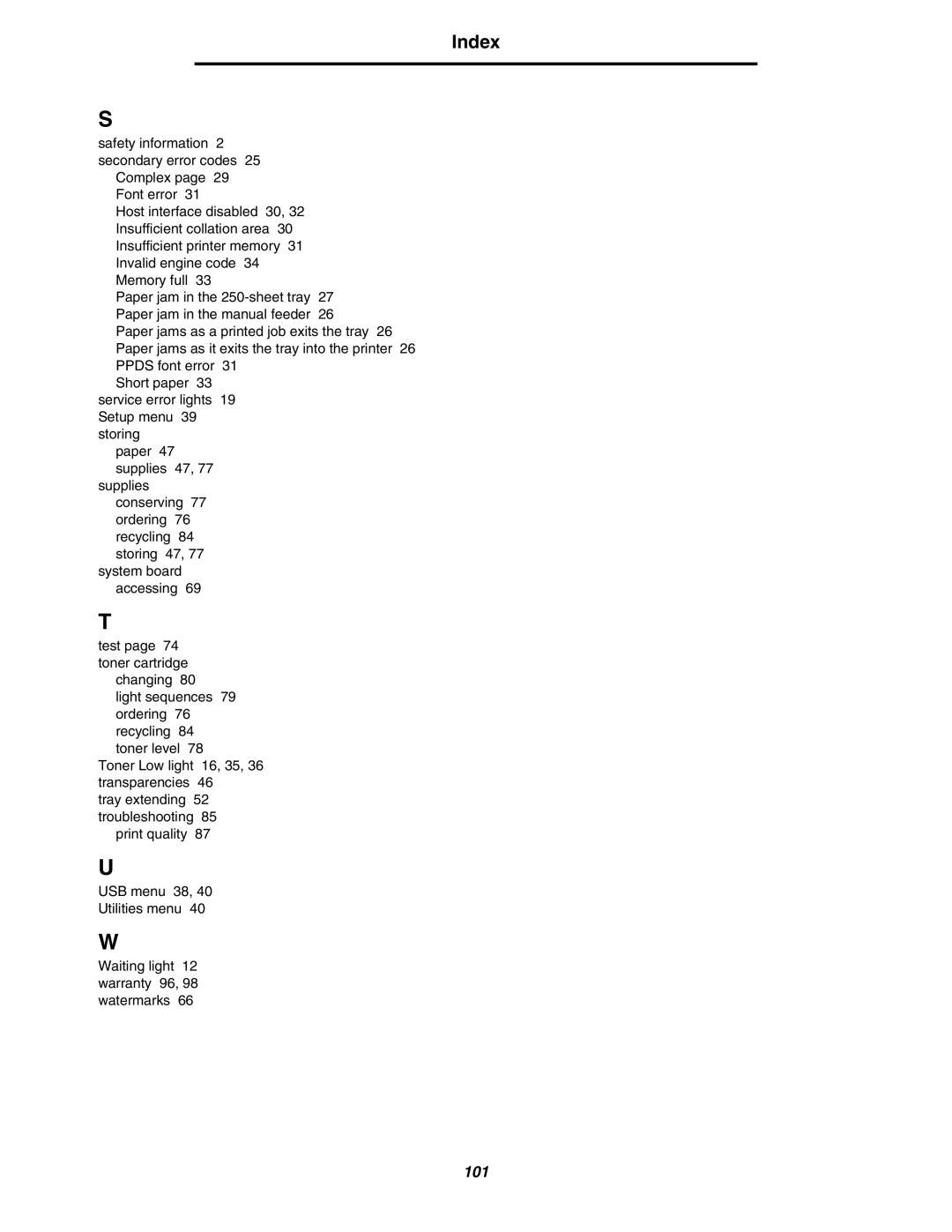 Lexmark 250dn manual 101 