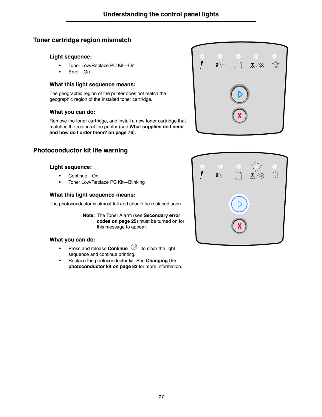 Lexmark 250dn manual Photoconductor kit life warning, How do I order them? on, Sequence and continue printing 