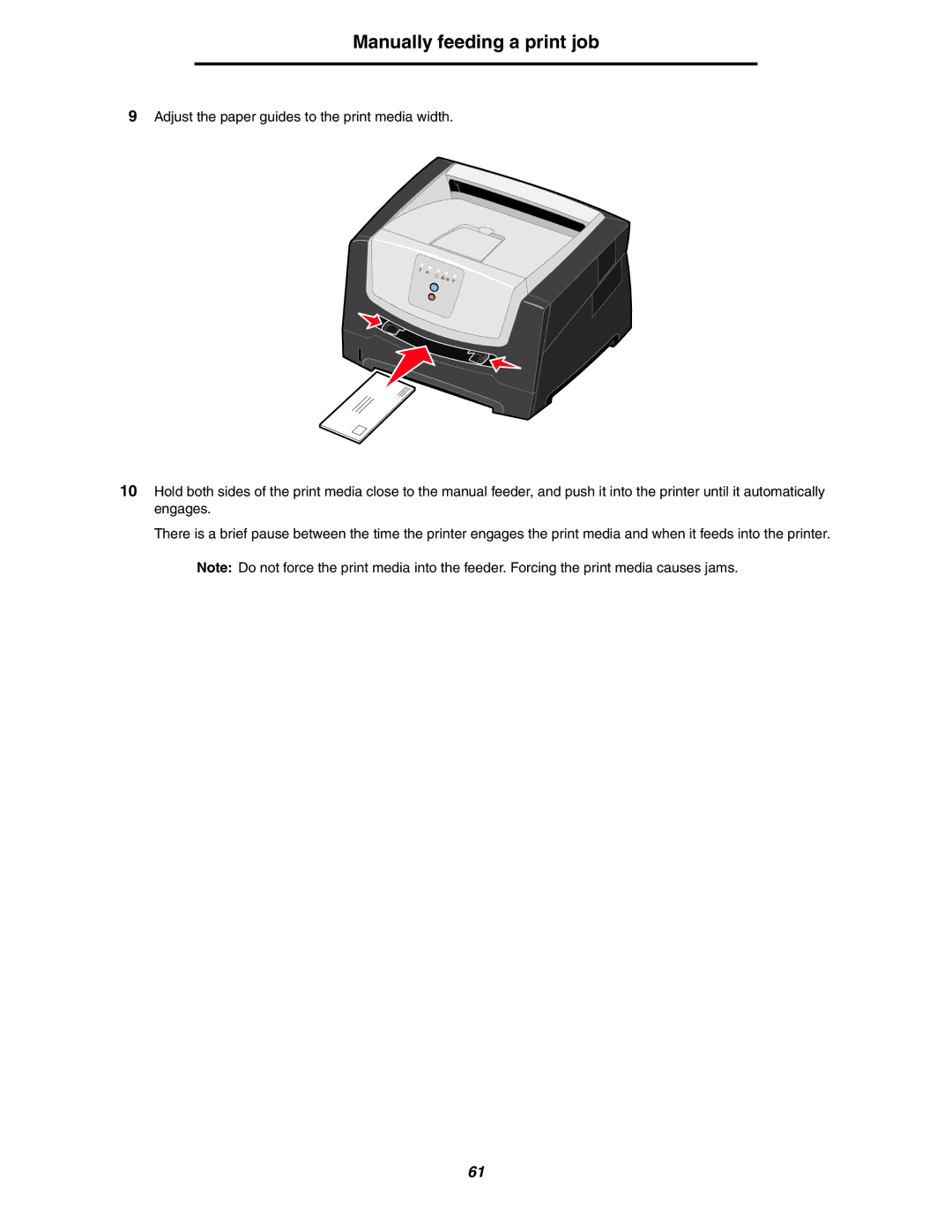 Lexmark 250dn manual Manually feeding a print job 