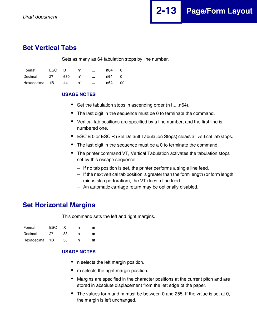 Lexmark 259x, 258x manual Set Vertical Tabs, Set Horizontal Margins 