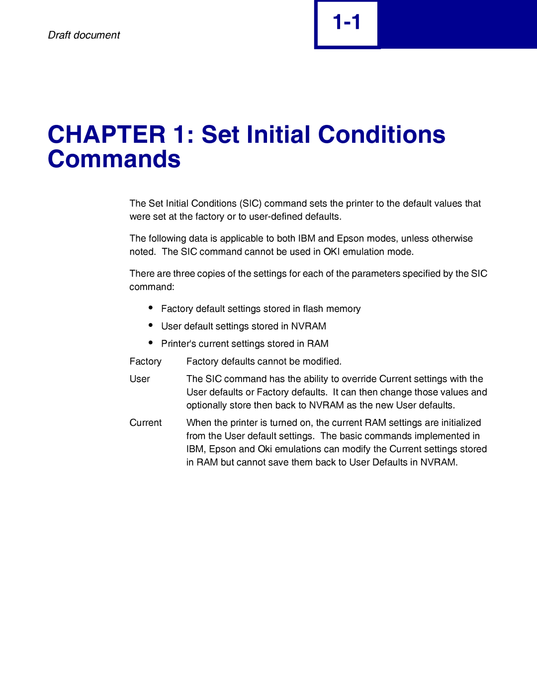 Lexmark 259x, 258x manual Set Initial Conditions Commands 