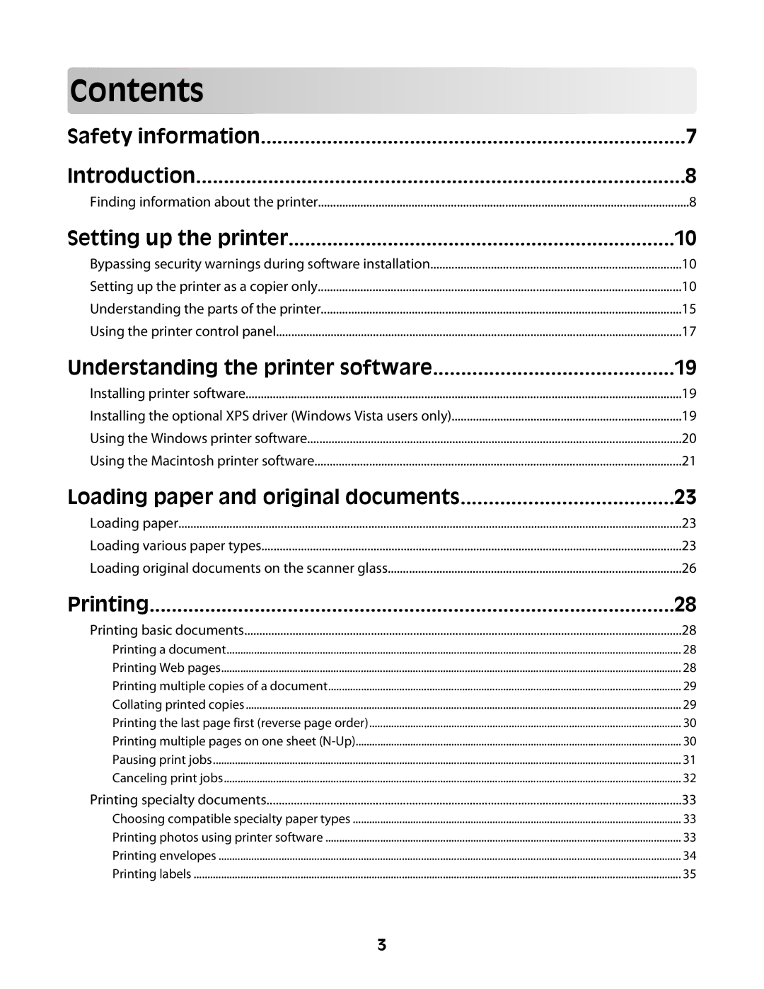 Lexmark 2600 manual Contents 