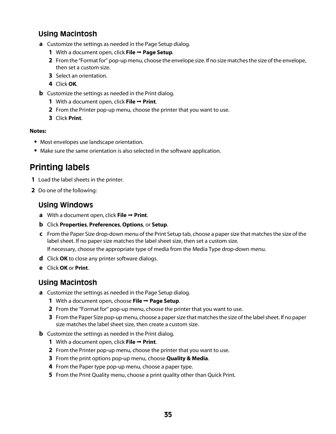 Lexmark 2600 manual Printing labels 