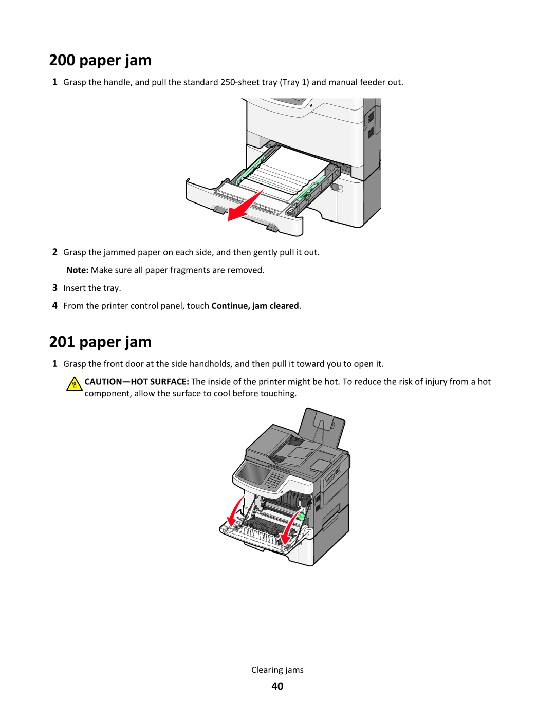 Lexmark 26G0374 manual Paper jam 