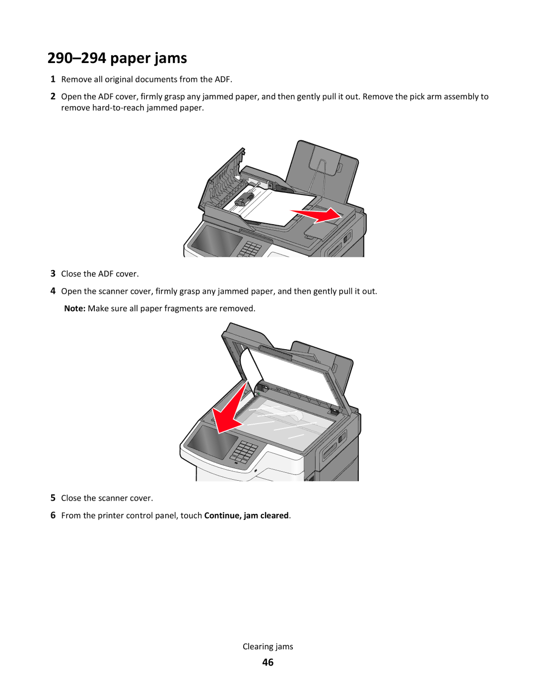 Lexmark 26G0374 manual Paper jams 